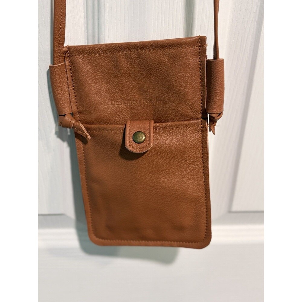 NWOT Designed For Joy Brown Leather Crossbody Slim Festival Boho Minimalist Bag